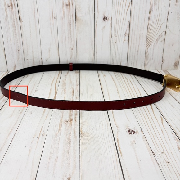 Coach Grace Plaque Buckle Belt 25mm in Wine Oxblood COACH Grace Plaque Buckle Belt - XL - Wine Oxblood - New  main image 3
